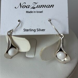 925 Silver Faux Pearl Drop Earrings from Israel